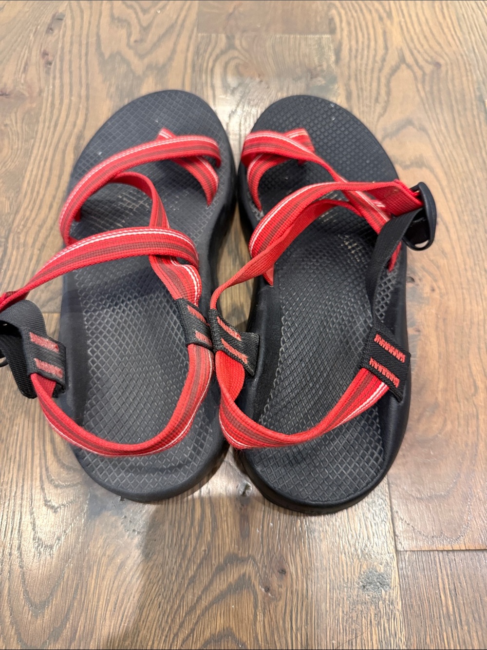 Chaco Black Sandals with Red Straps - Men's Adjustable Outdoor Footwear